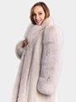 Woman's Blush Mink Fur Coat with Fox Sleeves and Tuxedo Front