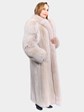 Woman's Blush Mink Fur Coat with Fox Sleeves and Tuxedo Front