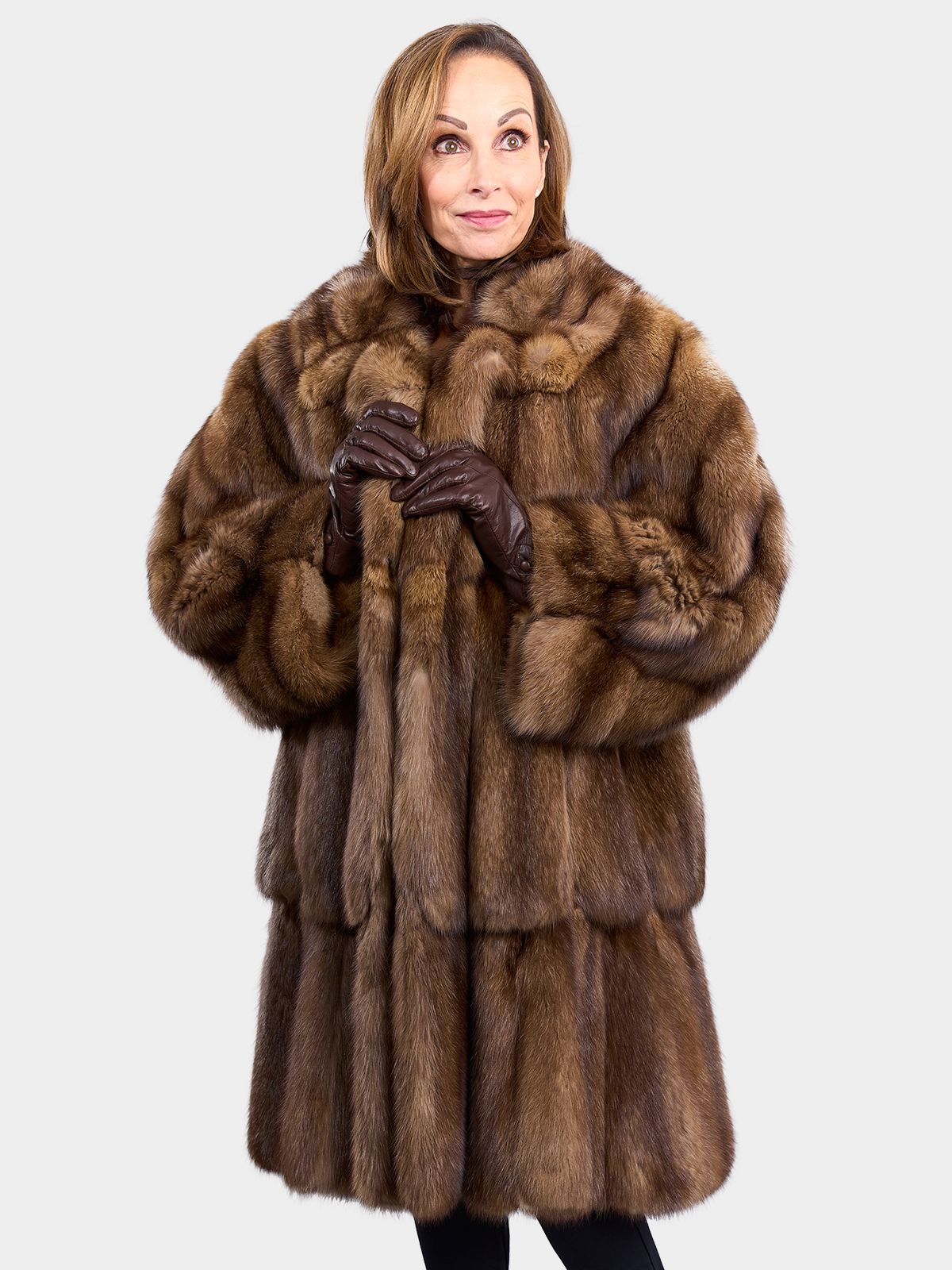 Woman's Sobal Russian Sable Fur 3/4 Coat