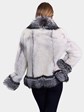 Woman's Cross Mink Fur Jacket with Silver Fox Trim