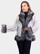 Woman's Cross Mink Fur Jacket with Silver Fox Trim