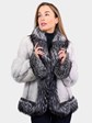 Woman's Cross Mink Fur Jacket with Silver Fox Trim