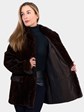 Woman's Brown Sheared Mink Fur Jacket Reversible to Rain Taffeta