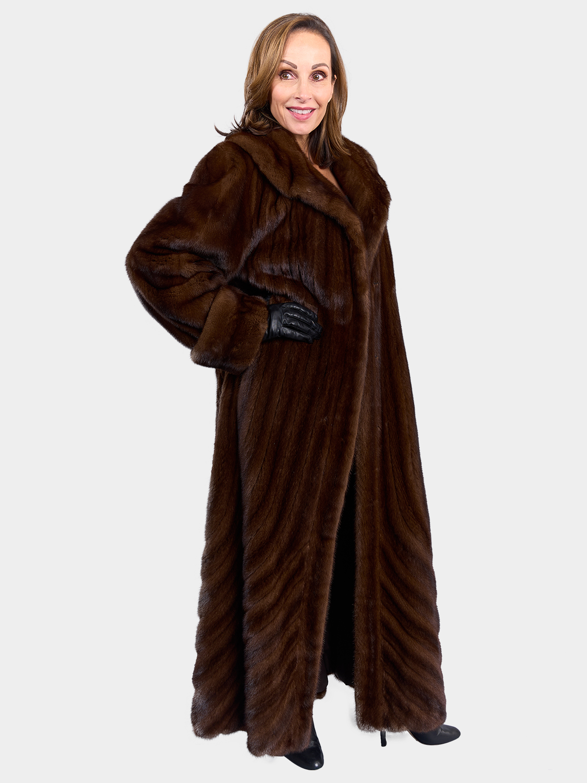 Demi Buff Female Mink Fur Directional Coat - Large | Estate Furs