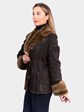 Woman's Rizal Espresso Suede Shearling Lamb Fur Jacket with Toscana Fleece