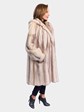 Woman's Brown Cross Mink 3/4 Coat with Detachable Hood