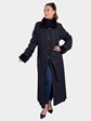 Woman's Black Sheared Mink Fur Lined Raincoat