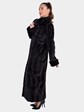 Woman's Black Sheared Mink Fur Lined Raincoat