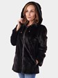 Woman's Black Sheared Mink Fur Parka Reversible