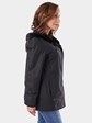 Woman's Black Sheared Mink Fur Parka Reversible