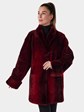 Woman's Cranberry Sheared Beaver Fur Stroller