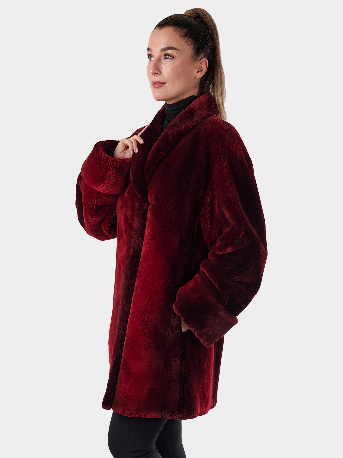 Women's Cranberry Sheared Beaver Fur Stroller | Estate Furs