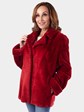 Woman's Red Sheared Beaver Fur Jacket