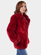 Woman's Red Sheared Beaver Fur Jacket