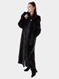 Woman's Ranch Mink Fur Coat with Sheared Beaver Trim and Detachable Hood
