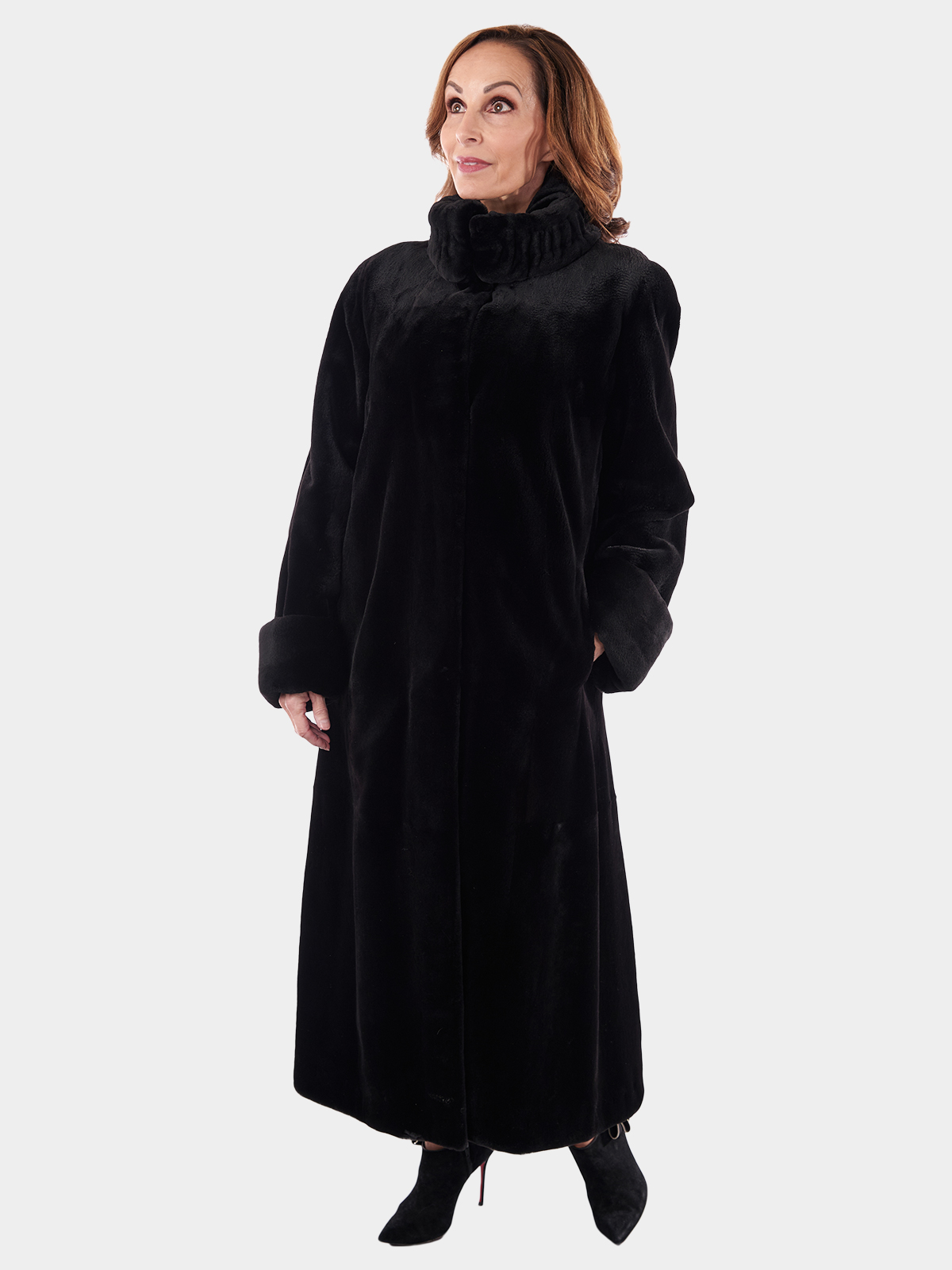 Woman's Black Sheared Mink Fur Coat