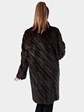 Woman's Dark Mahogany Mink Fur Diagonal Cut 3/4 Coat