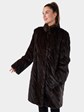 Woman's Dark Mahogany Mink Fur Diagonal Cut 3/4 Coat