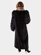 Woman's Ranch Mink Fur Coat with Crystal and Black Fox Trim