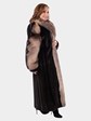 Woman's Ranch Mink Fur Coat with Crystal and Black Fox Trim