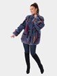 Woman's Denim Blue Zuki Sheared Beaver Fur Jacket