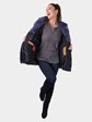 Woman's Denim Blue Zuki Sheared Beaver Fur Jacket