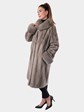 Woman's Cerulean Mink Fur Coat with Fox Collar and Cuffs