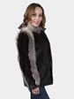 Woman's Ranch Mink Fur Jacket with Indigo Fox Trim