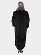 Woman's Black Sheared Mink Fur Coat with Indigo Fox Tuxedo Front Reverses to Rain Taffeta