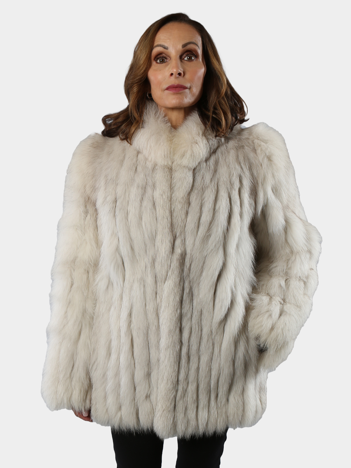 Woman's Blue Fox Fur Cord Cut Jacket