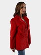 Woman's Giorgio Armani Red Sheared Mink Fur Jacket