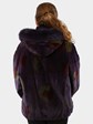 Woman's Purple Sheared Mink Fur Jacket with Detachable Hood