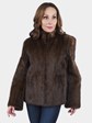 Woman's Mahogany Cord Cut Mink Fur Jacket