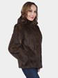 Woman's Mahogany Cord Cut Mink Fur Jacket