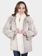 Woman's Blue Fox Fur Jacket with Shadow Fox Tuxedo