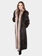 Woman's Mahogany Mink Fur Coat with Crystal Fox