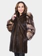 Woman's Mahogany Mink Fur Stroller with Crystal and Brown Fox Sleeves