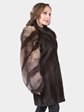 Woman's Mahogany Mink Fur Stroller with Crystal and Brown Fox Sleeves