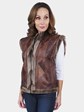Woman's Taupe Sheared Beaver Fur Vest Reversible to Leather