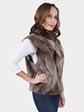 Woman's Taupe Sheared Beaver Fur Vest Reversible to Leather