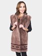 Women's Beige Sheared Beaver Fur Vest
