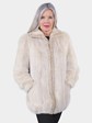 Women's Blush Mink Fur Stroller with Sheared Beaver Trim