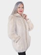 Women's Blush Mink Fur Stroller with Sheared Beaver Trim