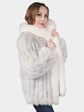 Woman's Blue Fox Fur Jacket with Shadow Fox Collar and Front