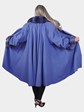 Woman's Periwinkle Cashmere Swing Coat with Chinchilla Trim