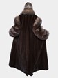 Woman's Mahogany Mink Fur Coat with Fox Trim