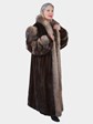 Woman's Mahogany Mink Fur Coat with Fox Trim