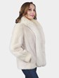 Woman's Tourmaline Cord Cut Mink Fur Jacket with Fox Front