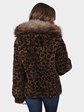 Woman's Animal Print Sectioned Mink Fur Parka Reversing to Leather