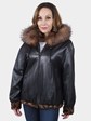 Woman's Animal Print Sectioned Mink Fur Parka Reversing to Leather